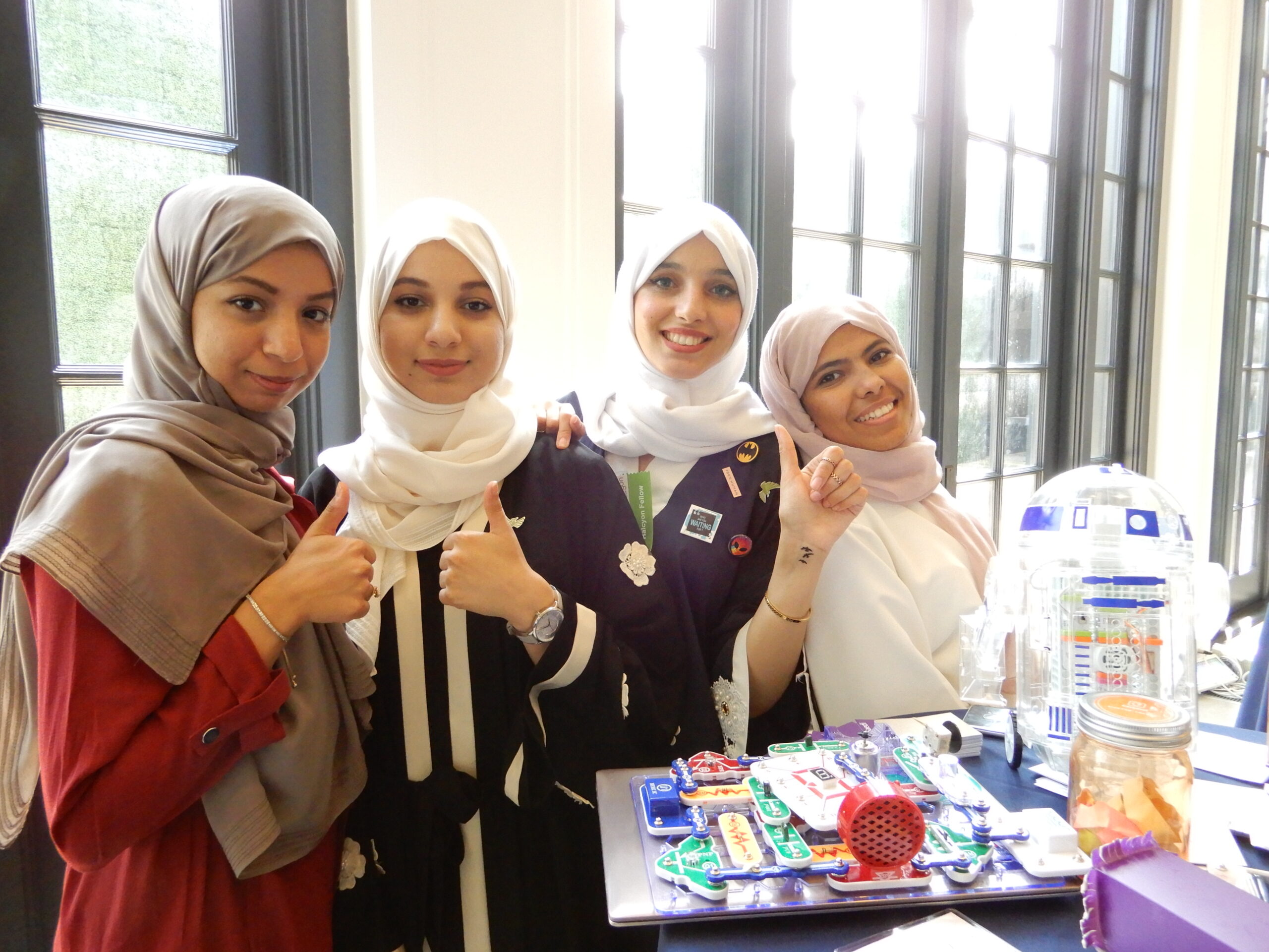 Four incubator fellows in hijabs at Halcyon incubator cohort kickoff